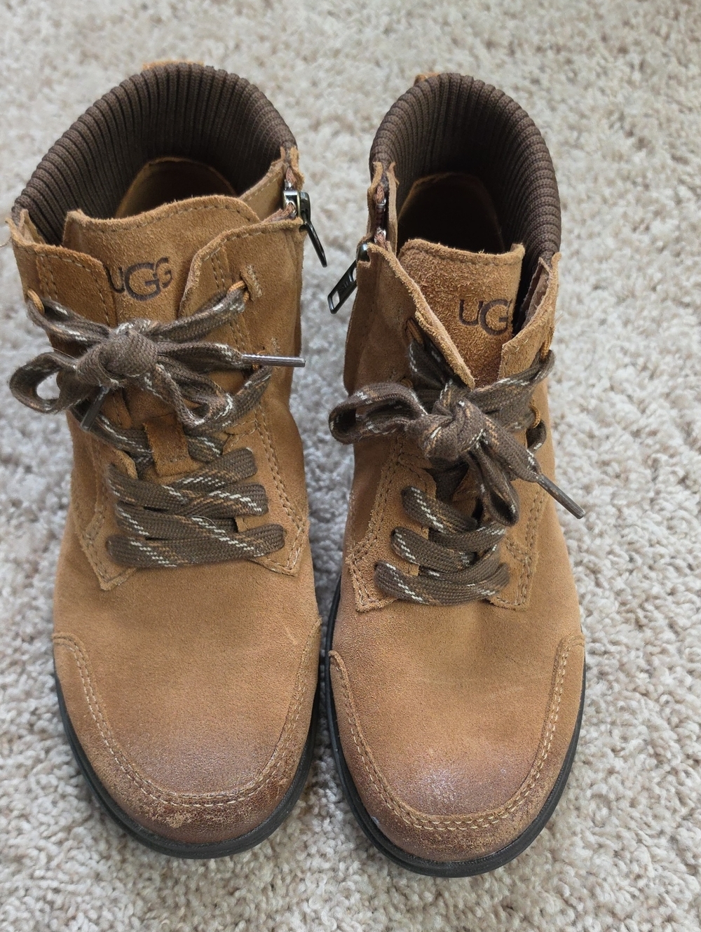 UGG Chestnut Suede Lace-Up Ankle Boots